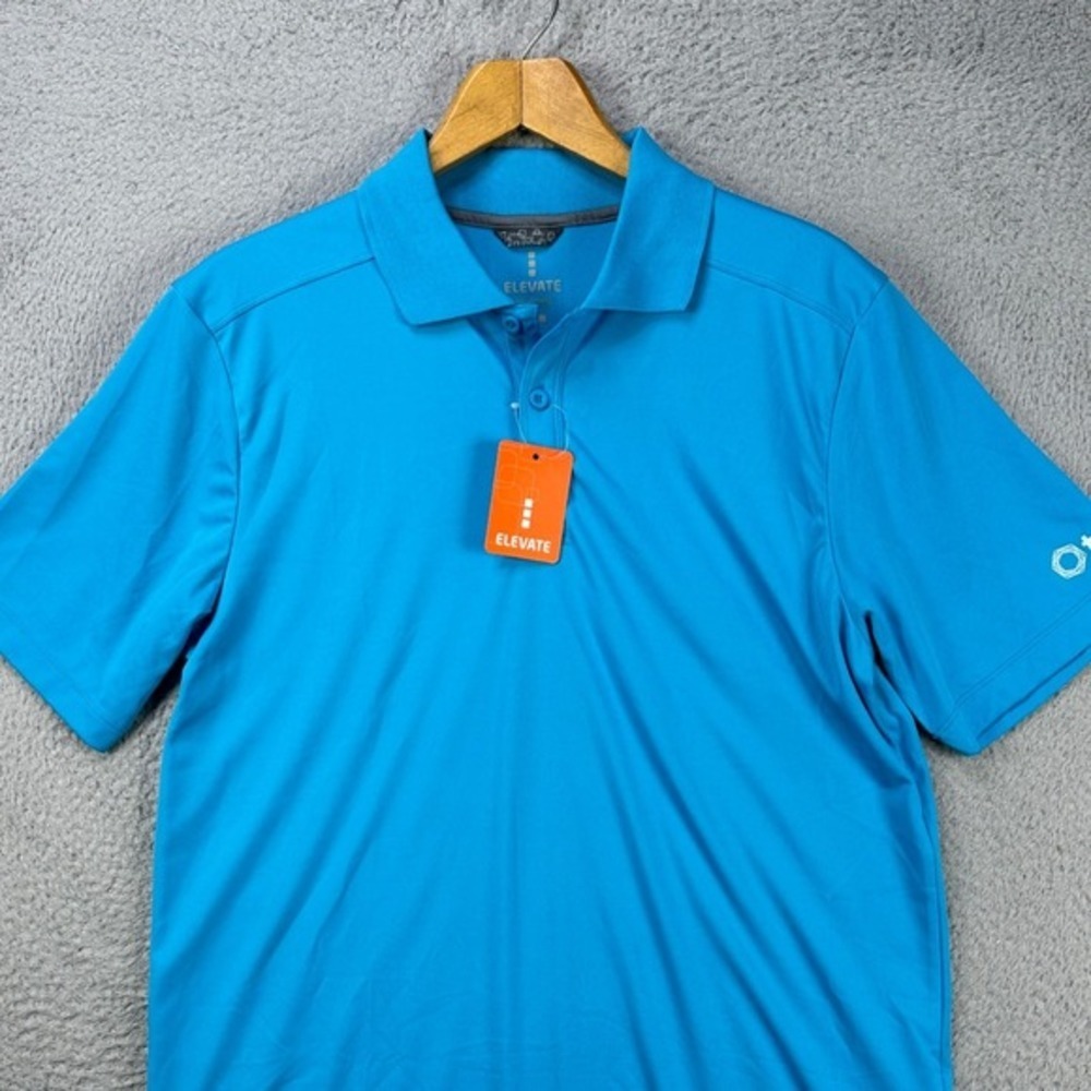 Elevate Shirt Golf Polo Mens Medium Blue Rugby Short Sleeve Outdoor Athletic NEW